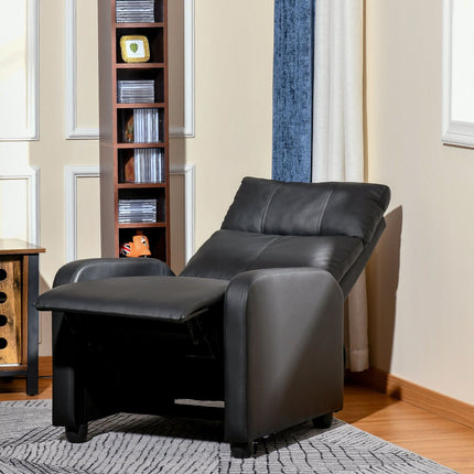 Reclining TV chair in imitation leather - black, relaxation function
