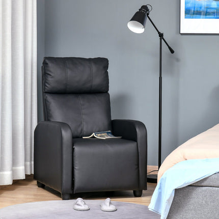 Reclining TV chair in imitation leather - black, relaxation function