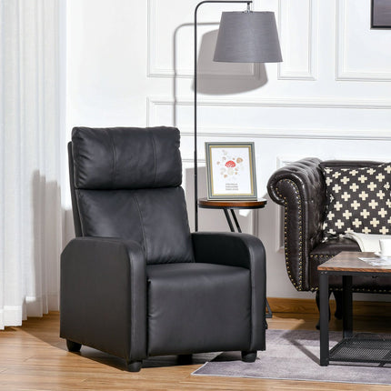 Reclining TV chair in imitation leather - black, relaxation function
