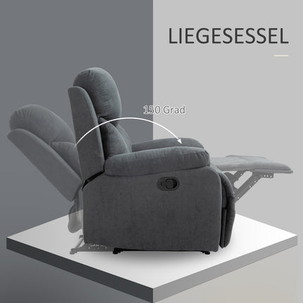 Reclining TV chair in linen look, can handle up to 150 kg