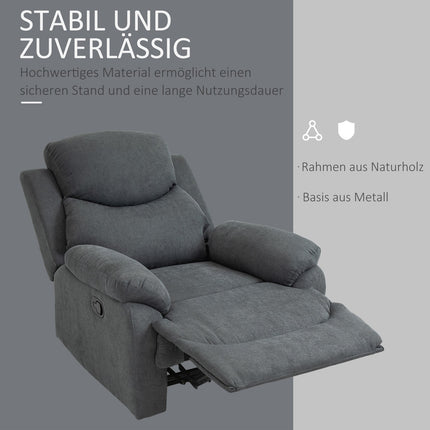 Reclining TV chair in linen look, can handle up to 150 kg