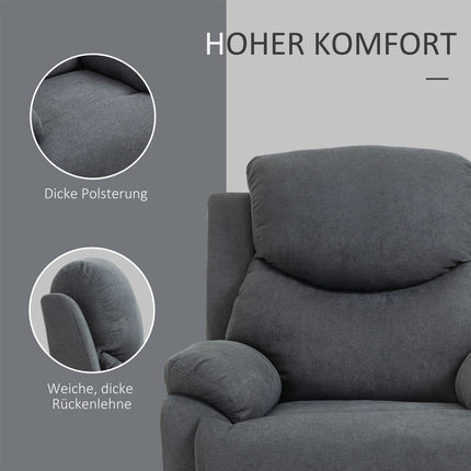 Reclining TV chair in linen look, can handle up to 150 kg