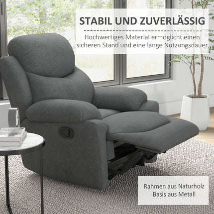 Armchair, upholstered relaxation chair with linen look, grey
