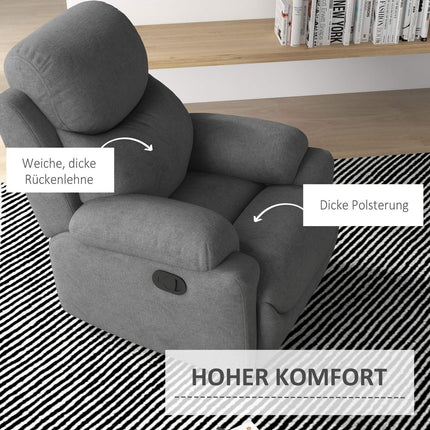 Armchair, upholstered relaxation chair with linen look, grey