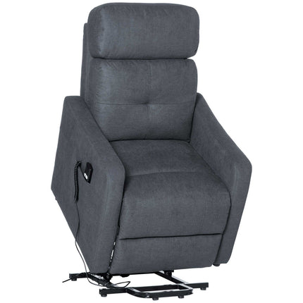 Lounger with standing aid, steel gray polyester fabric