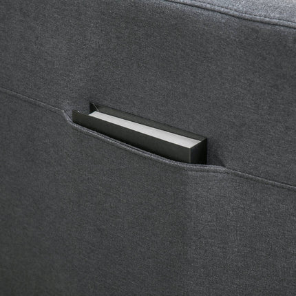 Lounger with standing aid, steel gray polyester fabric