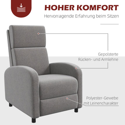 Reclining chair in linen look with footrest, capacity 120 kg