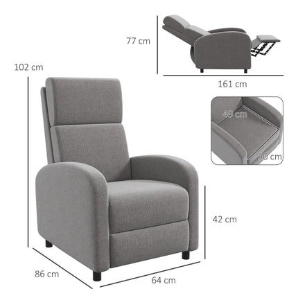 Reclining chair in linen look with footrest, capacity 120 kg