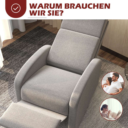 Reclining chair in linen look with footrest, capacity 120 kg