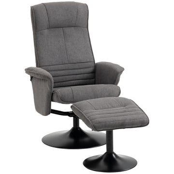 Lounger with footstool, 360° rotatable, dark gray foam