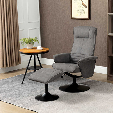 Lounger with footstool, 360° rotatable, dark gray foam