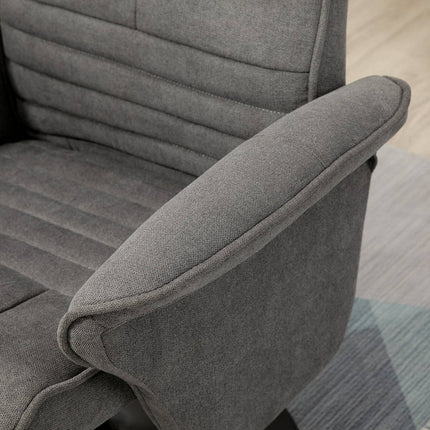 Lounger with footstool, 360° rotatable, dark gray foam