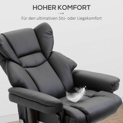 Massage armchair with footstool, black artificial leather