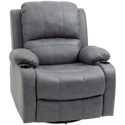 Rocking chair with cup holder, gray microfiber