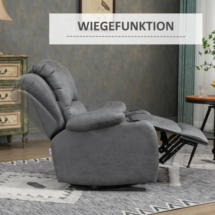 Rocking chair with cup holder, gray microfiber