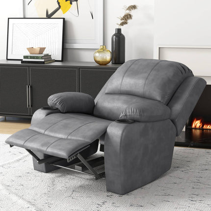 Rocking chair with cup holder, gray microfiber