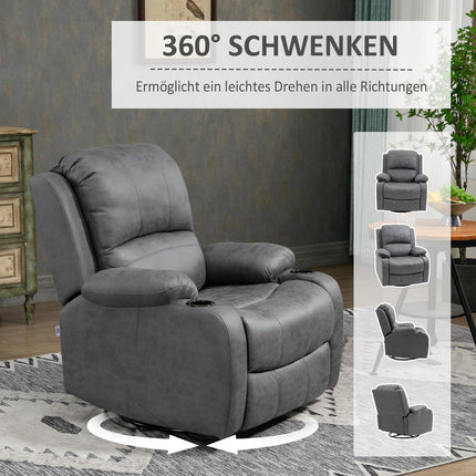 Rocking chair with cup holder, gray microfiber