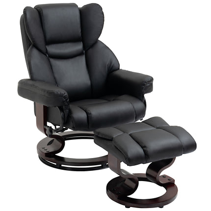 Black recliner in artificial leather with rotating footstool