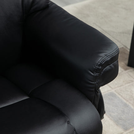 Black recliner in artificial leather with rotating footstool