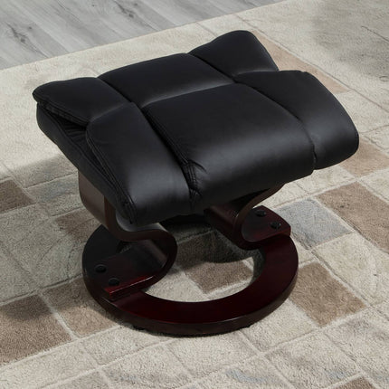 Black recliner in artificial leather with rotating footstool