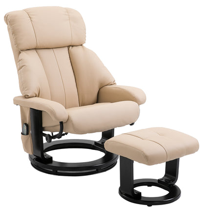 Beige Ergonomic recliner with massage & ottoman, 76x80x102 Cm