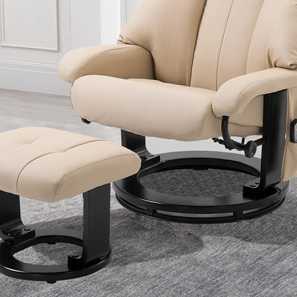 Beige Ergonomic recliner with massage & ottoman, 76x80x102 Cm