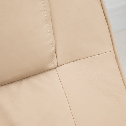 Reclining massage chair with stool - artificial leather, cream