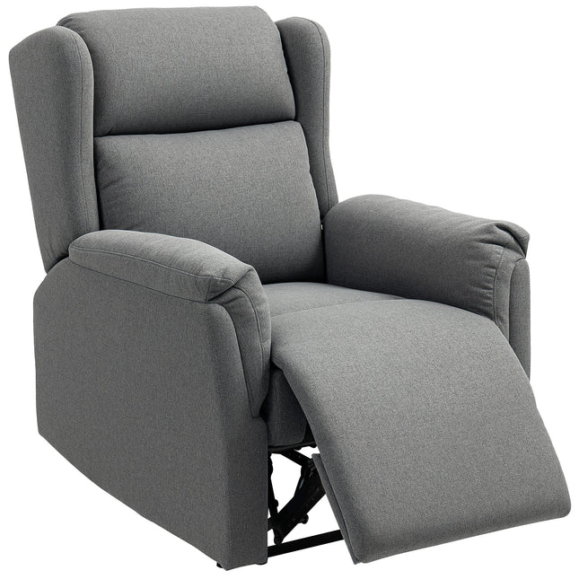 Ontspanningsfauteuil, tv-fauteuil met ligfunctie, tv-fauteuil met pocketveringkern, gewatteerde fauteuil, fauteuil tot 150 kg belastbaar voor woonkamer, slaapkamer, donkergrijs