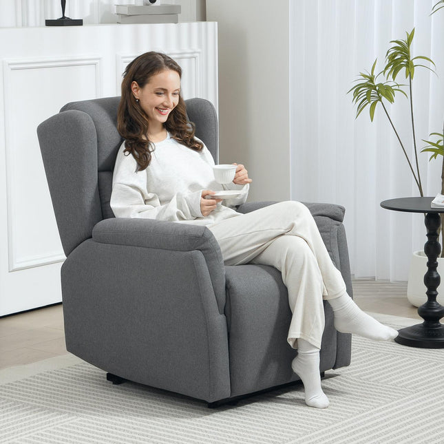 Ontspanningsfauteuil, tv-fauteuil met ligfunctie, tv-fauteuil met pocketveringkern, gewatteerde fauteuil, fauteuil tot 150 kg belastbaar voor woonkamer, slaapkamer, donkergrijs