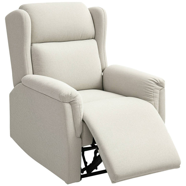 Ontspanningsfauteuil, tv-fauteuil met ligfunctie, tv-fauteuil met pocketveringkern, gewatteerde fauteuil, fauteuil met een draagvermogen tot 150 kg voor woonkamer, slaapkamer, beige