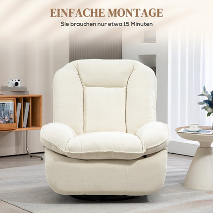 Lounger with swing, swivel, footrest and side pocket