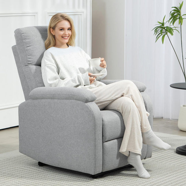 Ontspanningsfauteuil, tv-fauteuil met ligfunctie, gestoffeerde tv-fauteuil met linnenlook, fauteuil met pocketveringkern, fauteuil met een draagvermogen tot 150 kg voor de woonkamer, grijs Aosoom