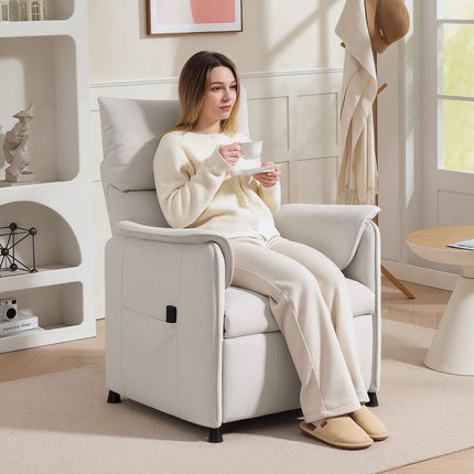 Electric recliner with silent memory function, Cream Velvet