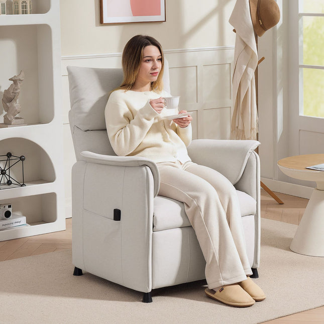 Relaxfauteuil elektrische tv-stoel met memoryfunctie, stiller geluid, ligfunctie, verstelbare ligstoel met huisdiervriendelijk imitatiefluweel, afstandsbediening crème |