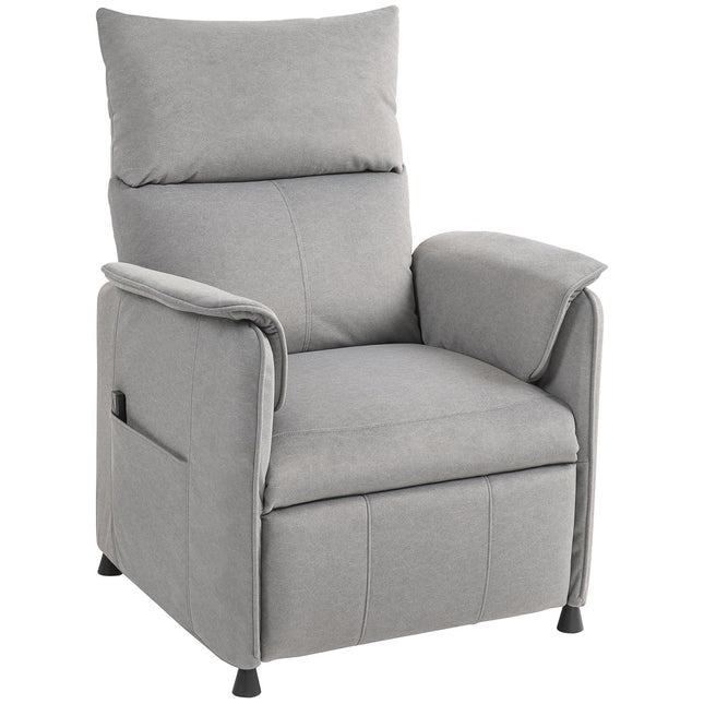 Relaxfauteuil elektrische tv-stoel met memoryfunctie, stiller geluid, ligfunctie, verstelbare ligstoel met huisdiervriendelijk imitatiefluweel, afstandsbediening grijs | Aosoom