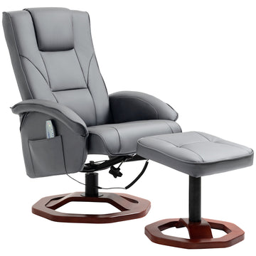 Lounger with footstool, artificial leather, 360° rotatable