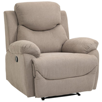 Beige lounge chair with 150° tilt, linen look