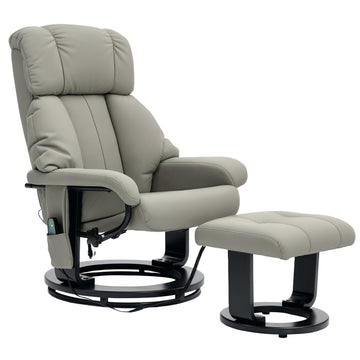 Electric recliner with massage and footstool, gray