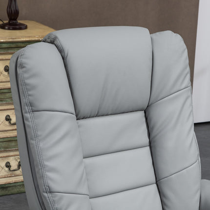 Ontspanningsstoel met kruk, 360° draaibare tv-stoel met ligfunctie, tv-stoel, fauteuil, belastbaar tot 130 kg voor woonkamer, kunstleer, grijs