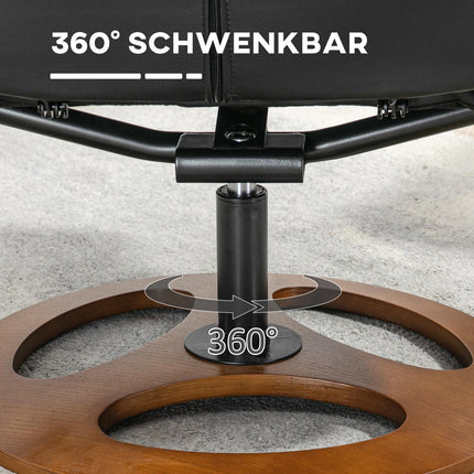 Electric recliner with stool, 130° tilt, black artificial leather