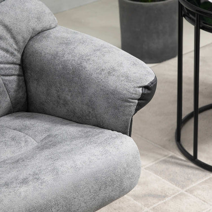 Rotating recliner with stool, microfibre grey