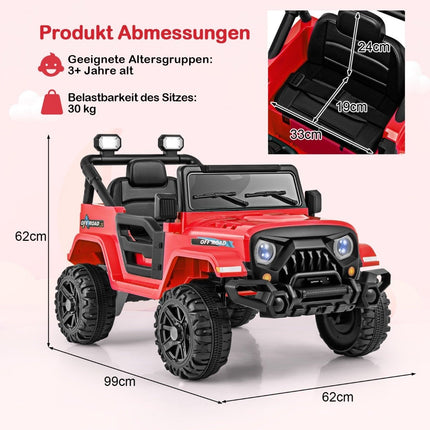 Remote Control Ride-On Truck with LED Lights, 12V Battery