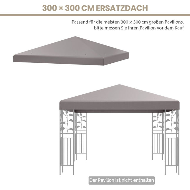 Replacement Canopy Cover, 300x300 cm, Waterproof, Gray