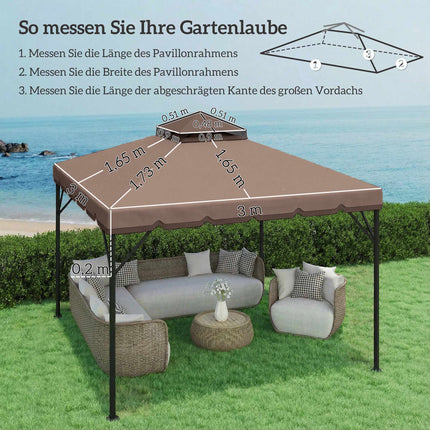 Replacement Canopy for 3x3m Gazebo, UPF 30+ Polyester