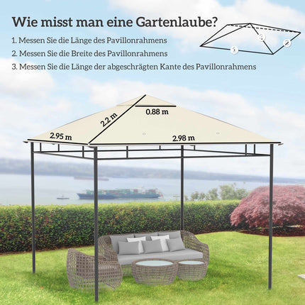 Replacement Canopy for 3x3m Gazebo, Water-Resistant, Cream