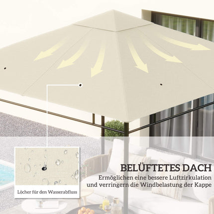 Replacement Canopy for 3x3m Gazebo, Water-Resistant, Cream