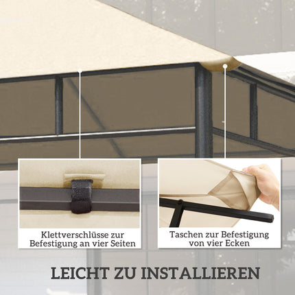 Replacement Canopy for 3x3m Gazebo, Water-Resistant, Cream