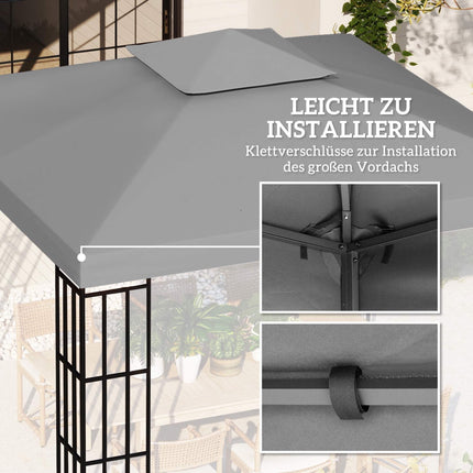 Replacement Canopy for 3x3m Gazebo, Waterproof, Light Grey