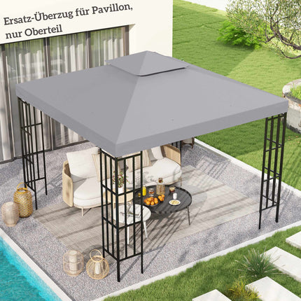 Replacement Canopy for 3x3m Gazebo, Waterproof, Light Grey