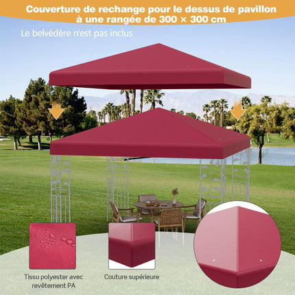 Replacement Gazebo Canopy 300x300 cm, Polyester, Wine